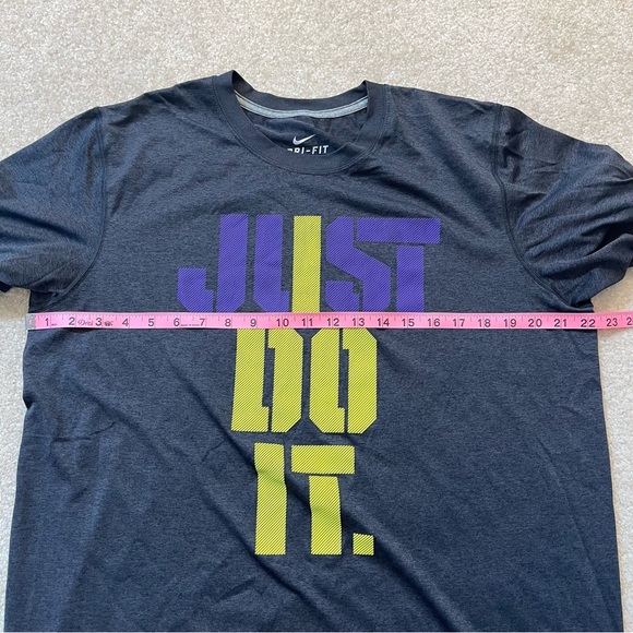 Nike Shirt Mens Large Gray Just Do It Spell Out Dri Fit Crew Neck Active Outdoor - Picture 6 of 9